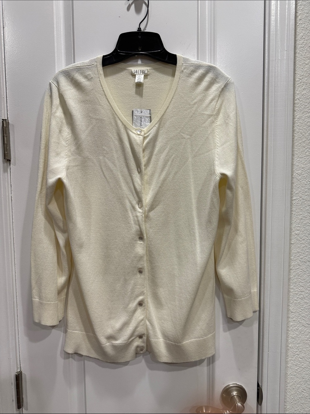 Spense Cream Lightweight Button-Up Women's Cardigan with 3/4 sleeves nwt